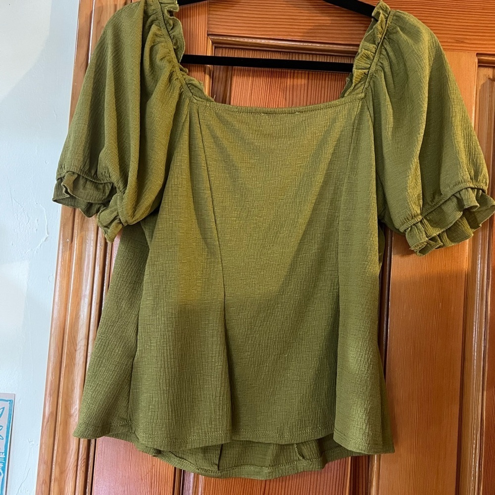 Meraki Sage Green Ruffle Sleeve Blouse - Picture 2 of 5